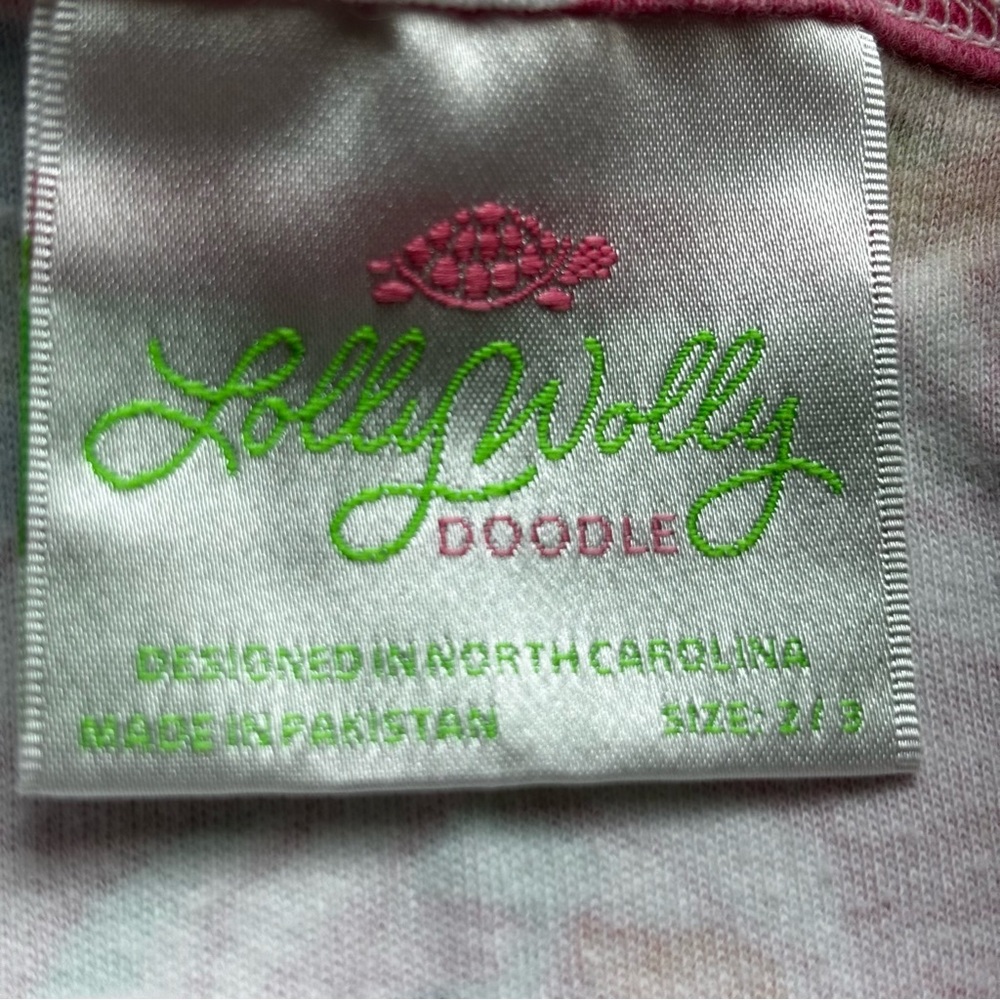 Lolly Wolly Doodle Pink and Green Rosette Dress Size 2/3 (XS) - Picture 4 of 5